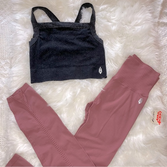 FP Movement by Free People Other - NWOT Free People Movement Black Sparkle Square Neck Strappy Sports Bra Size M/L